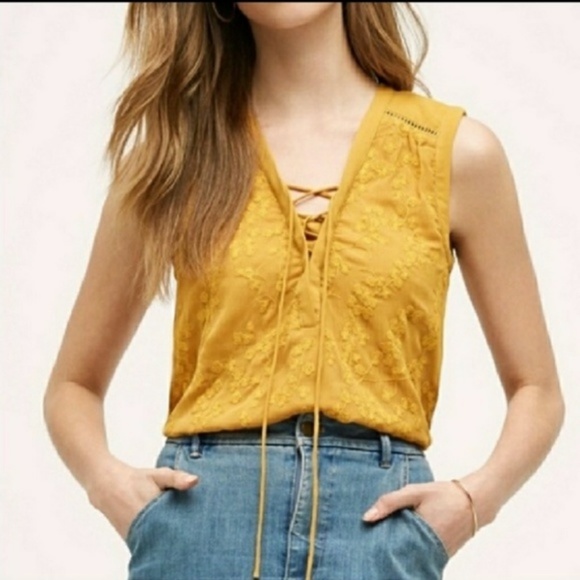 Anthropologie Tops - Maeve Anthropologie 6 Embroidered Floral Tank Top